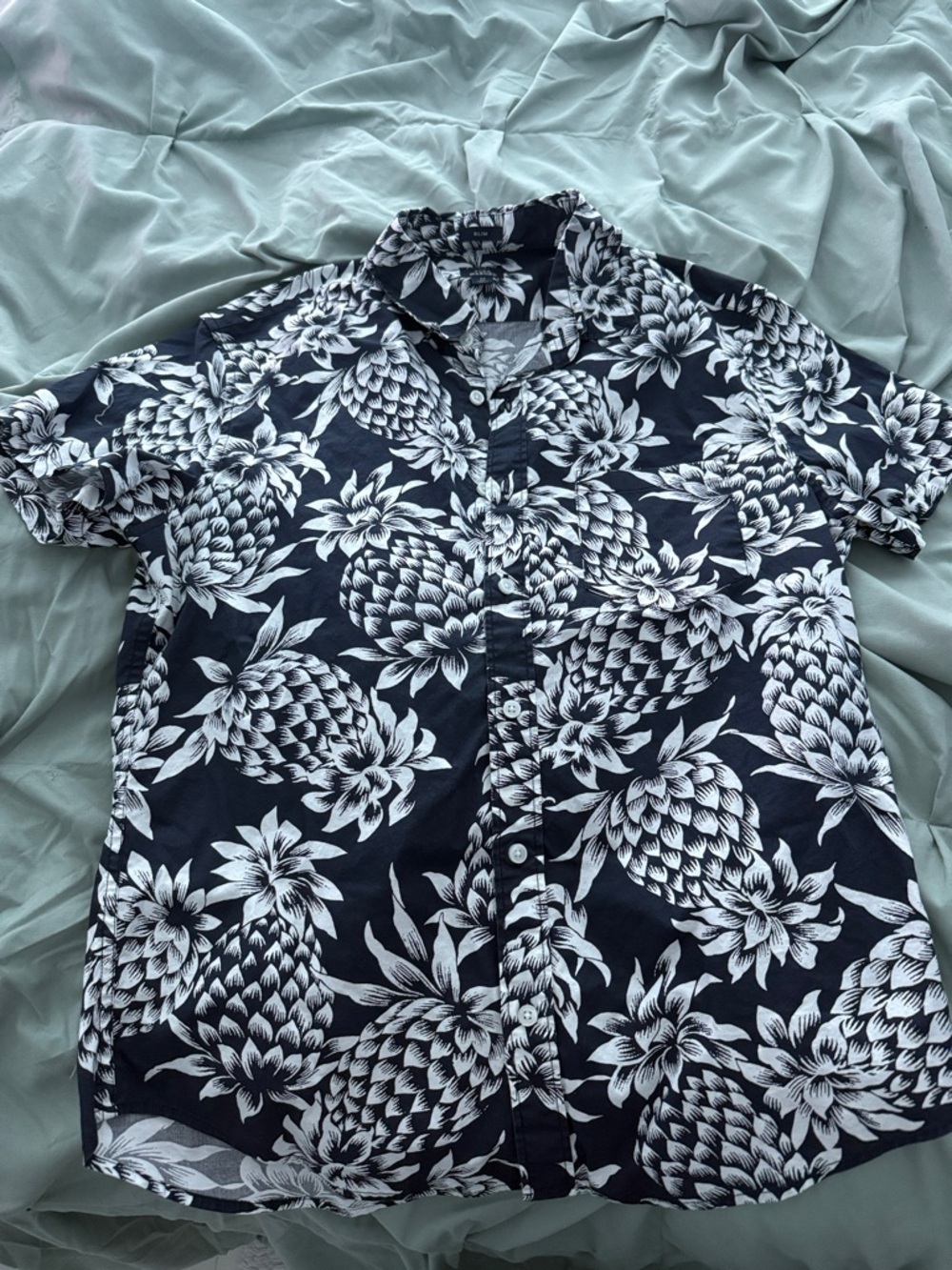 3 for $15 J. Crew Navy and White Pineapple Print Short-Sleeve Shirt